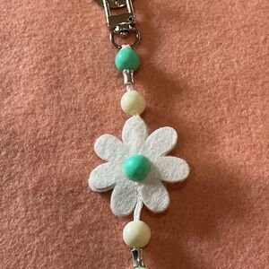 Hand Crafted White and Turquoise Floral Phone Case Charm